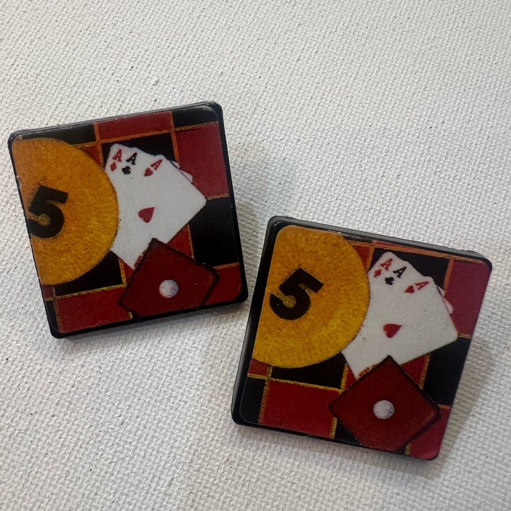 Poker Themed Square vintage Earrings Las Vegas
